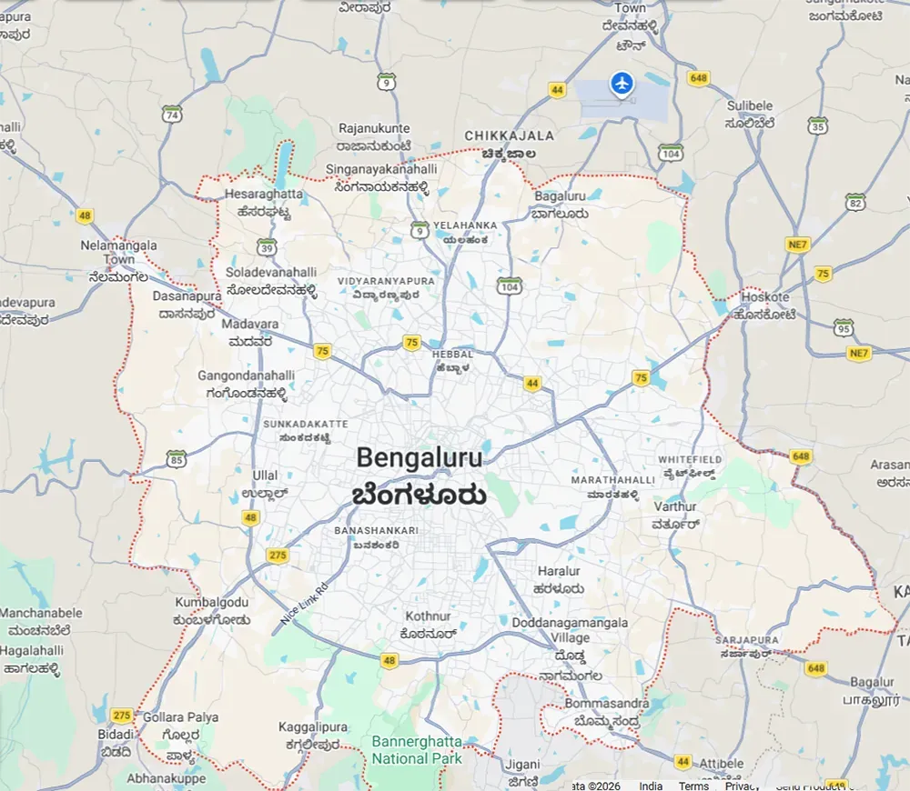 Location map of Prestige Grove Hills in Whitefield East Bangalore